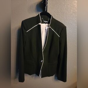 White House Black Market Piped Contrast Blazer Size 6 Black New with Tags